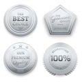 Polished silver metal premium vector sticker, tag, label, badge