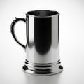 Polished Silver Tankard with Decorative Handle and Base on a Light Gray Background beer mug Royalty Free Stock Photo