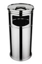 Trash can with ash tray 38 liters made of polished stainless steel Royalty Free Stock Photo