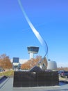 Stainless steel sculpture at air museum