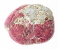 polished thulite (pink zoisite) gem stone on white