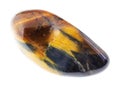 polished tiger eye and hawk eye gem stone on white