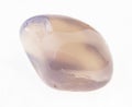 polished translucent chalcedony stone on white