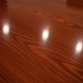 Polished wooden surface with a rich, brown finish, featuring distinct grain patterns. T Royalty Free Stock Photo