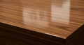 A polished wooden surface with a smooth, reflective finish. The wood features a Royalty Free Stock Photo