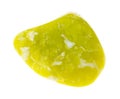 polished yellow Lizardite stone on white