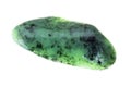 polished zoisite (saualpite) gem stone on white