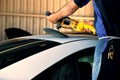 Polishing a car