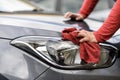 Polishing a car after the car wash