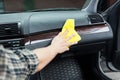 Polishing car from the inside Royalty Free Stock Photo