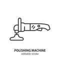 Polishing machine line icon. Polisher car vector sign. Editable stroke