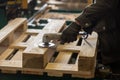 Polishing of a wooden pallet