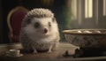 Polite Hedgehog, A courteous and shy creature that rolls into a ball for protection, often found in gardens and forests. digital
