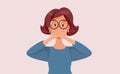 Funny Woman Covering her Mouth to Keep Secrets Vector Cartoon Illustration