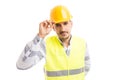 Polite and respectful architect or enginner making salute gesture. Royalty Free Stock Photo