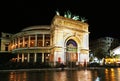 The Politeama theater in Palermo, Sicily, by night