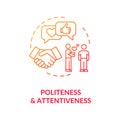 Politeness and attentiveness concept icon