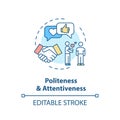 Politeness and attentiveness concept icon