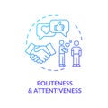 Politeness and attentiveness concept icon