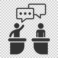 Politic debate icon in flat style. Presidential debates vector i