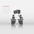 Politic debate icon in flat style. Presidential debates vector illustration on white isolated background. Businessman discussion