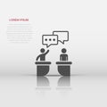 Politic debate icon in flat style. Presidential debates vector illustration on white isolated background. Businessman discussion