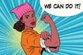 Political activist black woman we can do it. Pink cat hat