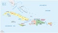 Political and administrative map of the greater antilles