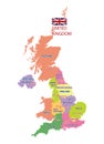 Political and administrative vector map of Great Britain