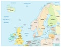 Political and administrative vector map of northern europe with state borders