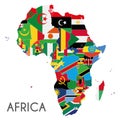 Political Africa Map vector illustration with the flags of all countries. Royalty Free Stock Photo