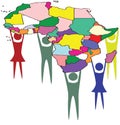 Political Africa supported by colorful people continent