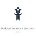 Political american elections publicity badge icon vector. Trendy flat political american elections publicity badge icon from