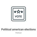 Political american elections publicity badge outline vector icon. Thin line black political american elections publicity badge Royalty Free Stock Photo