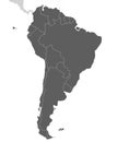 Political blank South America Map vector illustration isolated on white background. Royalty Free Stock Photo