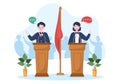 Political Candidate Illustration with Debates Concept for Promotion, Election Campaign, Active Discussion and Get Votes