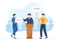 Political Candidate Illustration with Debates Concept for Promotion, Election Campaign, Active Discussion and Get Votes