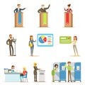 Political Candidates And Voting Process Series Of Democratic Elections Themed Illustrations