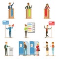 Political Candidates And Voting Process Set Of Democratic Elections Themed Illustrations