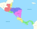 map of Central America with borders of the states. Royalty Free Stock Photo