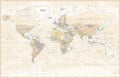 Political Colored Vintage World Map Vector Royalty Free Stock Photo