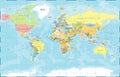 Political Colored World Map Vector Royalty Free Stock Photo
