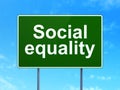 Political concept: Social Equality on road sign background Royalty Free Stock Photo