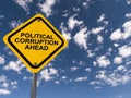 Political corruption ahead traffic sign