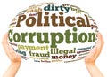 Political Corruption word cloud hand sphere concept