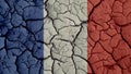 Political Crisis Concept: Mud Cracks With France Flag