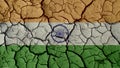 Political Crisis Concept: Mud Cracks With India Flag