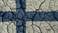 Political Crisis Or Environmental Concept Mud Cracks With Finland Flag