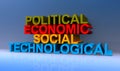 Political economic social technological on blue