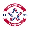 Political election campaign. Stylized star with american flag colors and symbols. Presidential election 2024 in USA. Election Royalty Free Stock Photo